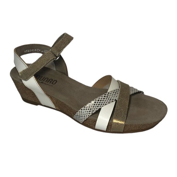 MUNRO Wedge Sandals Women's Size US8 Gold White Perfect Fit Mini - Picture 1 of 13